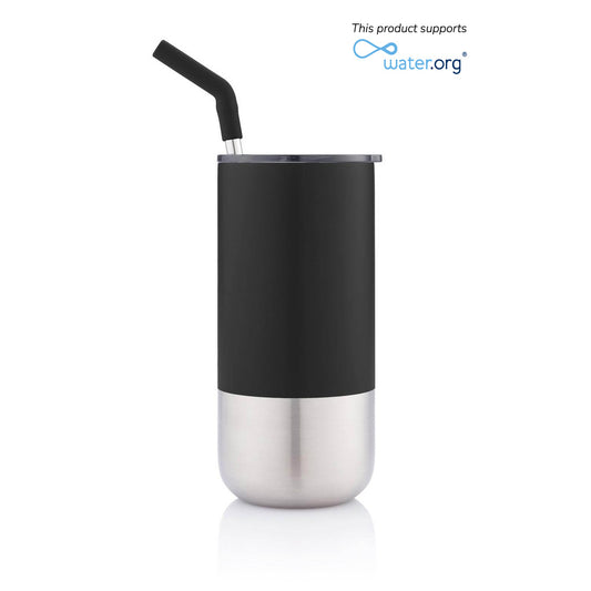 BUY STAINLESS-STEEL BLACK TUMBLER WITH REUSABLE STRAW  IN QATAR | HOME DELIVERY ON ALL ORDERS ALL OVER QATAR FROM BRANDSCAPE.SHOP