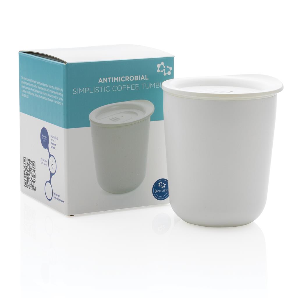 White Anti-Microbial Coffee Tumbler
