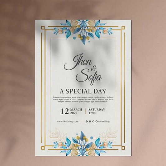 BUY BLUE & GOLD INVITATION CARD IN QATAR | HOME DELIVERY ON ALL ORDERS ALL OVER QATAR FROM BRANDSCAPE.SHOP