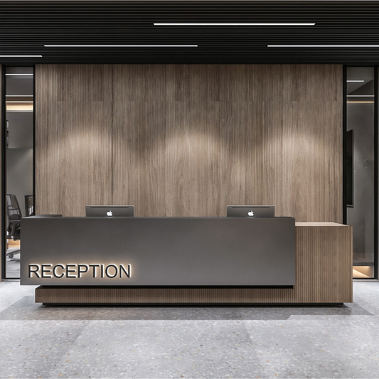 BUY TWO-LEVEL RECEPTION DESK IN QATAR | HOME DELIVERY ON ALL ORDERS ALL OVER QATAR FROM BRANDSCAPE.SHOP