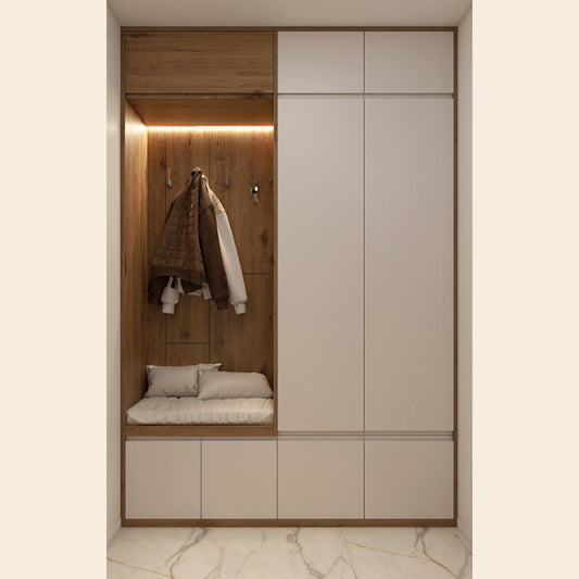 BUY WHITE DOOR WARDROBE WITH TEAK WOOD FINISH INTERIOR IN QATAR | HOME DELIVERY ON ALL ORDERS ALL OVER QATAR FROM BRANDSCAPE.SHOP