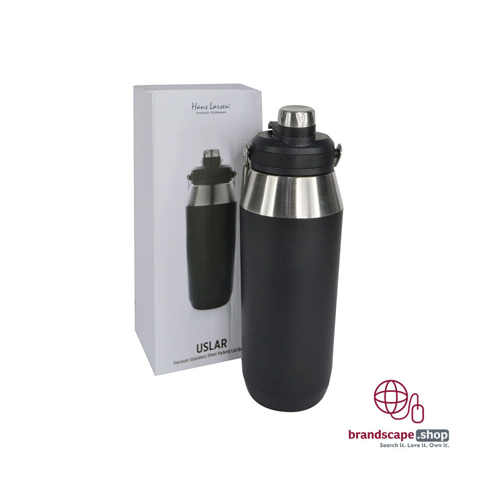 BUY USLAR DWHL 3105 VACUUM BOTTLE WITH SOLID  HANDLE AND DUAL LID 1LTR BLACK IN QATAR | HOME DELIVERY ON ALL ORDERS ALL OVER QATAR FROM BRANDSCAPE.SHOP