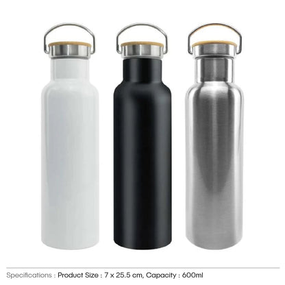 BUY STAINLESS STEEL FLASK WITH A BAMBOO TOP IN QATAR | HOME DELIVERY ON ALL ORDERS ALL OVER QATAR FROM BRANDSCAPE.SHOP